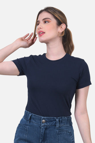 Camiseta Mujer Cuello Redondo Azul Navy