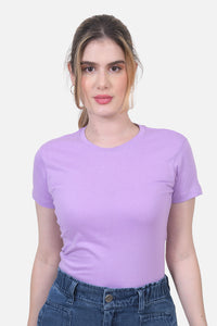 Camiseta Mujer Cuello Redondo Lila Claro