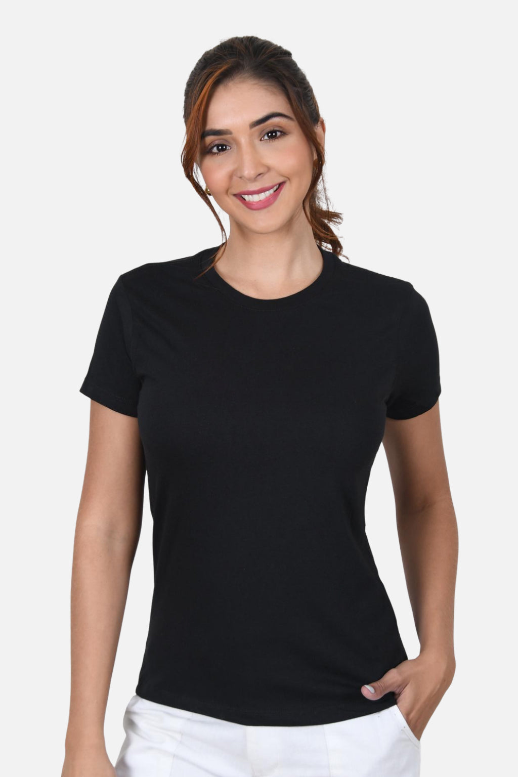 Camiseta Mujer Cuello Redondo Negra