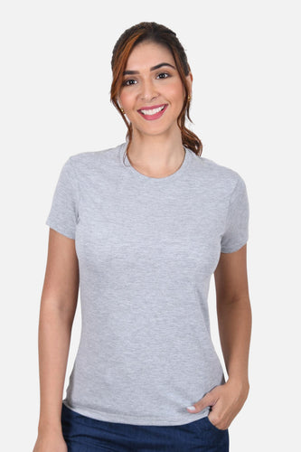 Camiseta Mujer Cuello Redondo Gris Jaspe