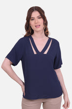 Cargar imagen en el visor de la galería, Blusa Zaida Azul Navy
