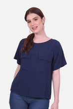 Cargar imagen en el visor de la galería, Blusa Lanka Azul Navy
