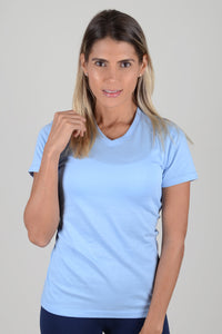 Camiseta Mujer Cuello V Azul Claro