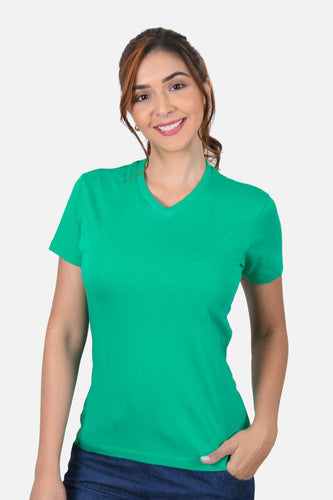 Camiseta Mujer Cuello V Esmeralda