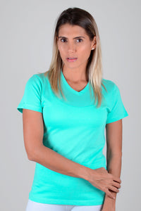 Camiseta Mujer Cuello V Verde Manzana