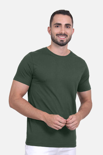 Camiseta Hombre Cuello Redondo Delgado Verde Botella