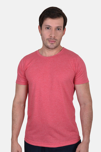 Camiseta Hombre Cuello Redondo Delgado Rojo Jaspe