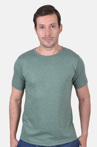 Camiseta Hombre Cuello Redondo Delgado Verde Jaspe