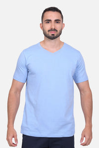 Camiseta Hombre Cuello V Azul Claro