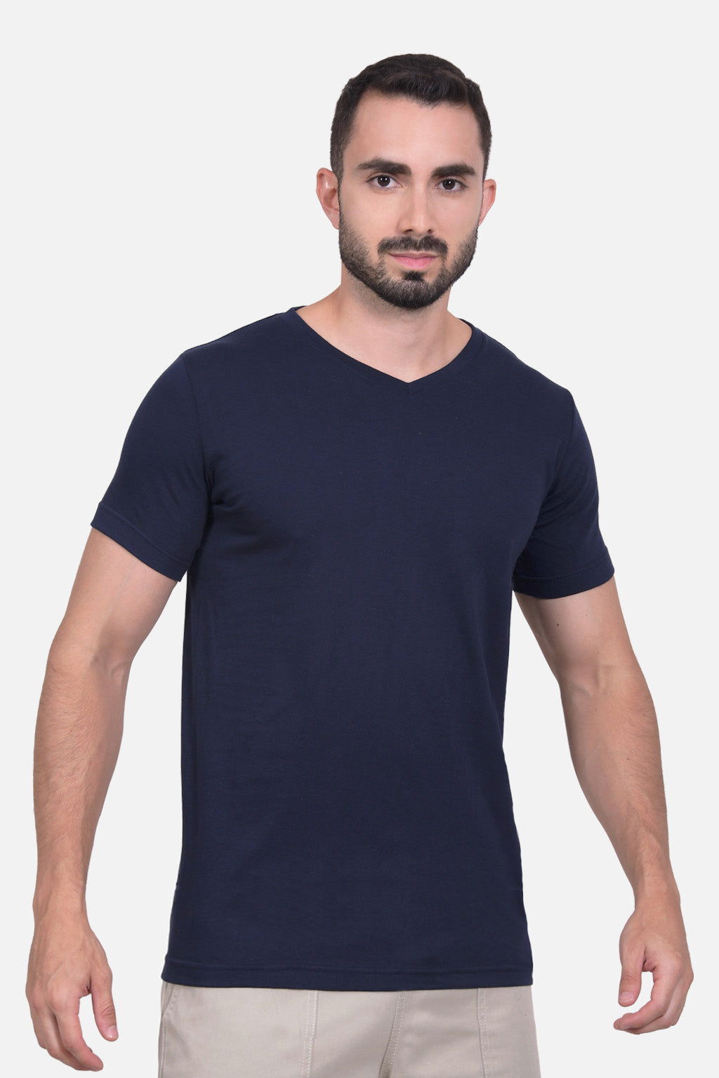 Camiseta Hombre Cuello V Azul Navy