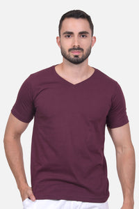 Camiseta Hombre Cuello V Burgundy