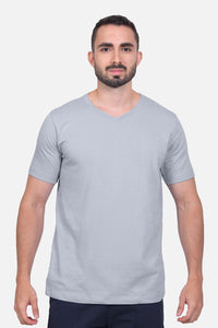 Camiseta Hombre Cuello V Gris Claro