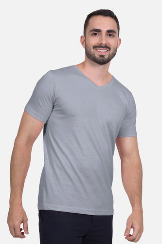 Camiseta Hombre Cuello V Gris Perla