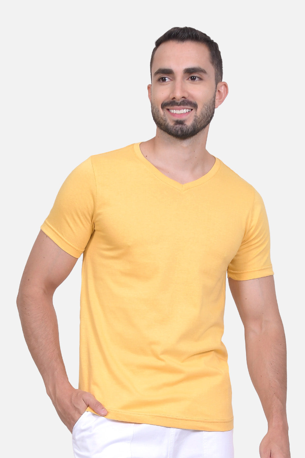 Camiseta Hombre Cuello V Maiz