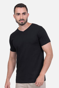 Camiseta Hombre Cuello V Negra