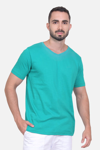 Camiseta Hombre Cuello V Turqueza