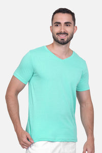 Camiseta Hombre Cuello V Verde Manzana